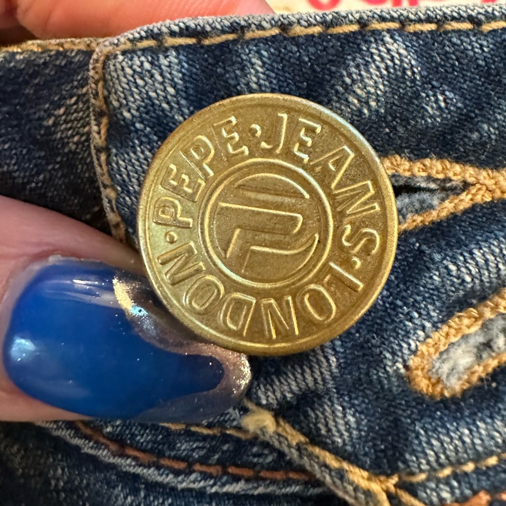 VINTAGE PEPE JEANS LONDON GARMENT DETAILS WOMENS CROP JEAN JE SIZE 28 BLUE - Picture 7 of 12